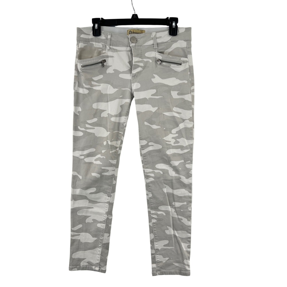 Democracy Ab‎ Solution Camo Crop Pants Womens 8 Grey White Slim Stretch
